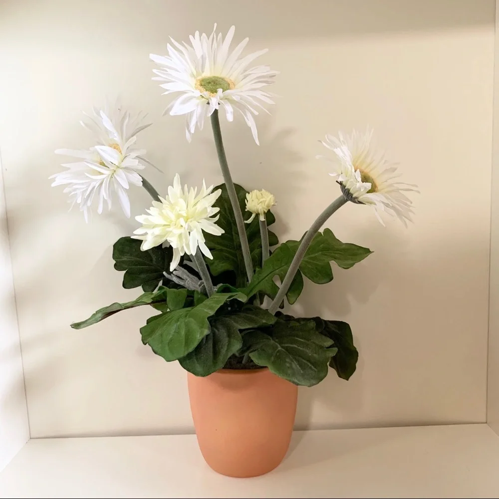 Large faux potted flowers
